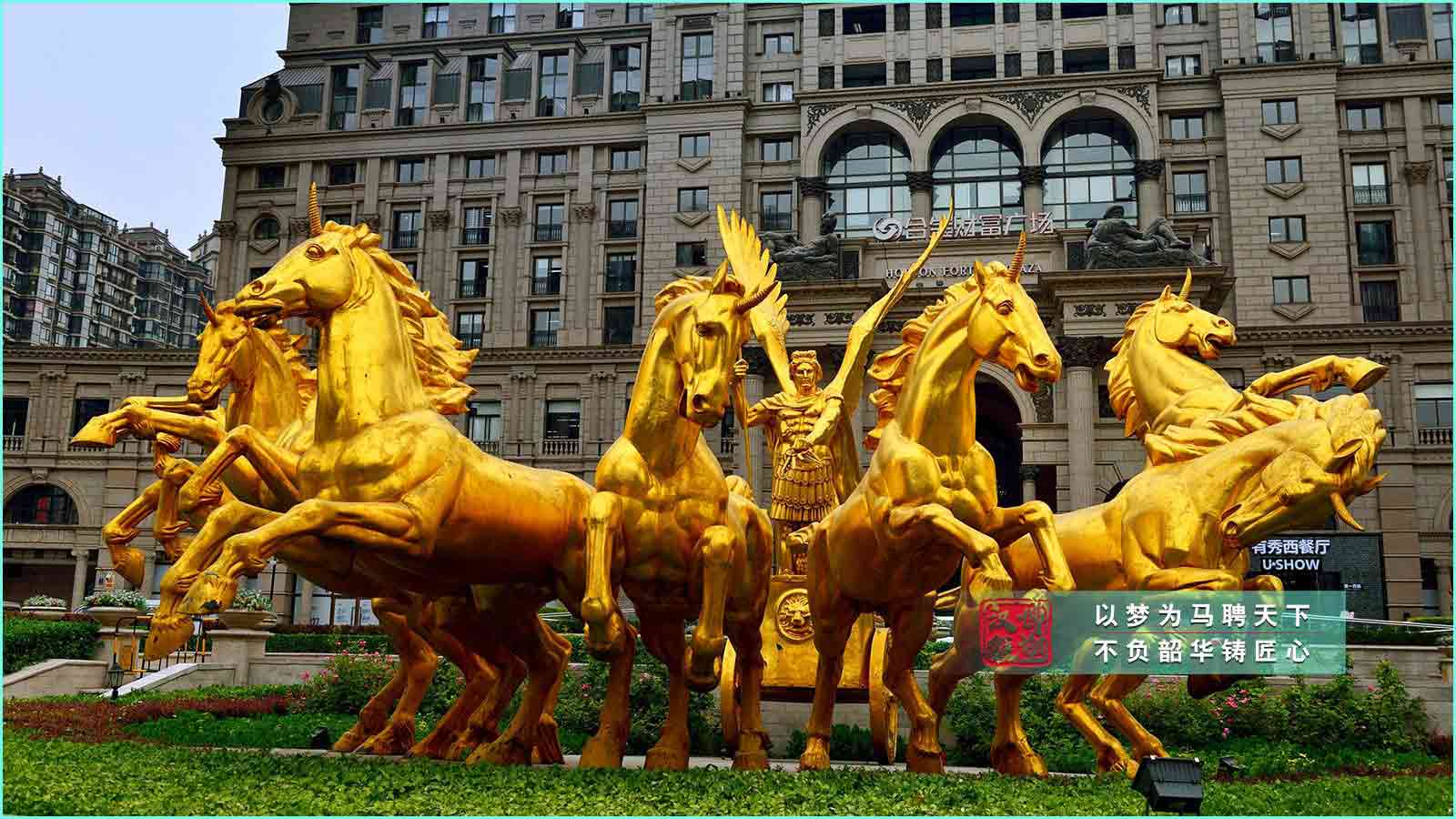 鑄銅阿波羅戰(zhàn)車歐式馬車雕塑,戶外大型城市廣場房地產景觀,馬車銅雕定制廠家